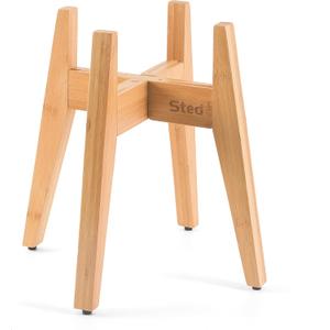 Sted Elevated Dog Bowl Stand - 100% Bamboo, Adjustable Width 7.5-11 Inches, 13" Tall, Single Raised Dog Food and Water Bowl Stand