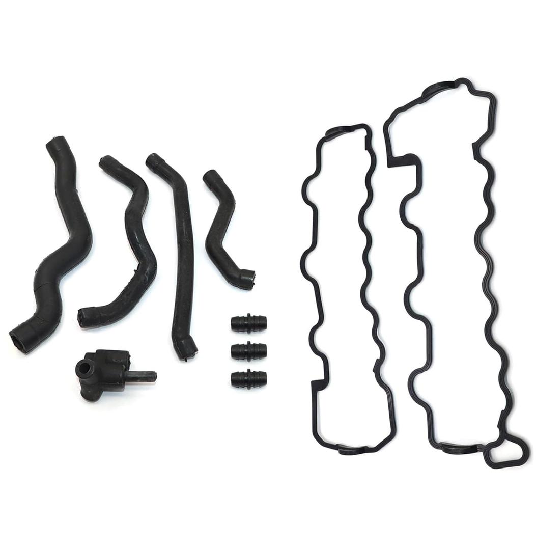 NLQR Valve Cover Gaskets Set of 2, Compatible with Mercedes-Benz ML320 E320 CLK320 C280 SLK320 C240 C320N 1998-2005, Replace VS50758R 1120180382 1120180482 1120180282 20180482, Breather Hose kit
