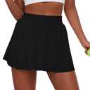 Tennis Skirts for Women Pleated Athletic Skort High Waisted Golf Skirts with Shorts Pocket Athletic Running Activewear (Black, M)