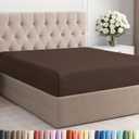 Queen Fitted Bed Sheet - Bottom Single Fitted Sheet Only - Ultra-Soft Hotel Luxury Bedding w/ 8-16 Inch Deep Pockets - Breathable, Cooling & Wrinkle Free - Easy-Care, Fade & Shrink Resistant - Brown