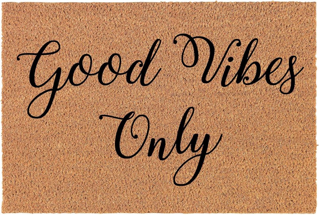 Coir Doormat Front Door Mat New Home Closing Housewarming Gift Good Vibes Only (30" x 18" Standard)