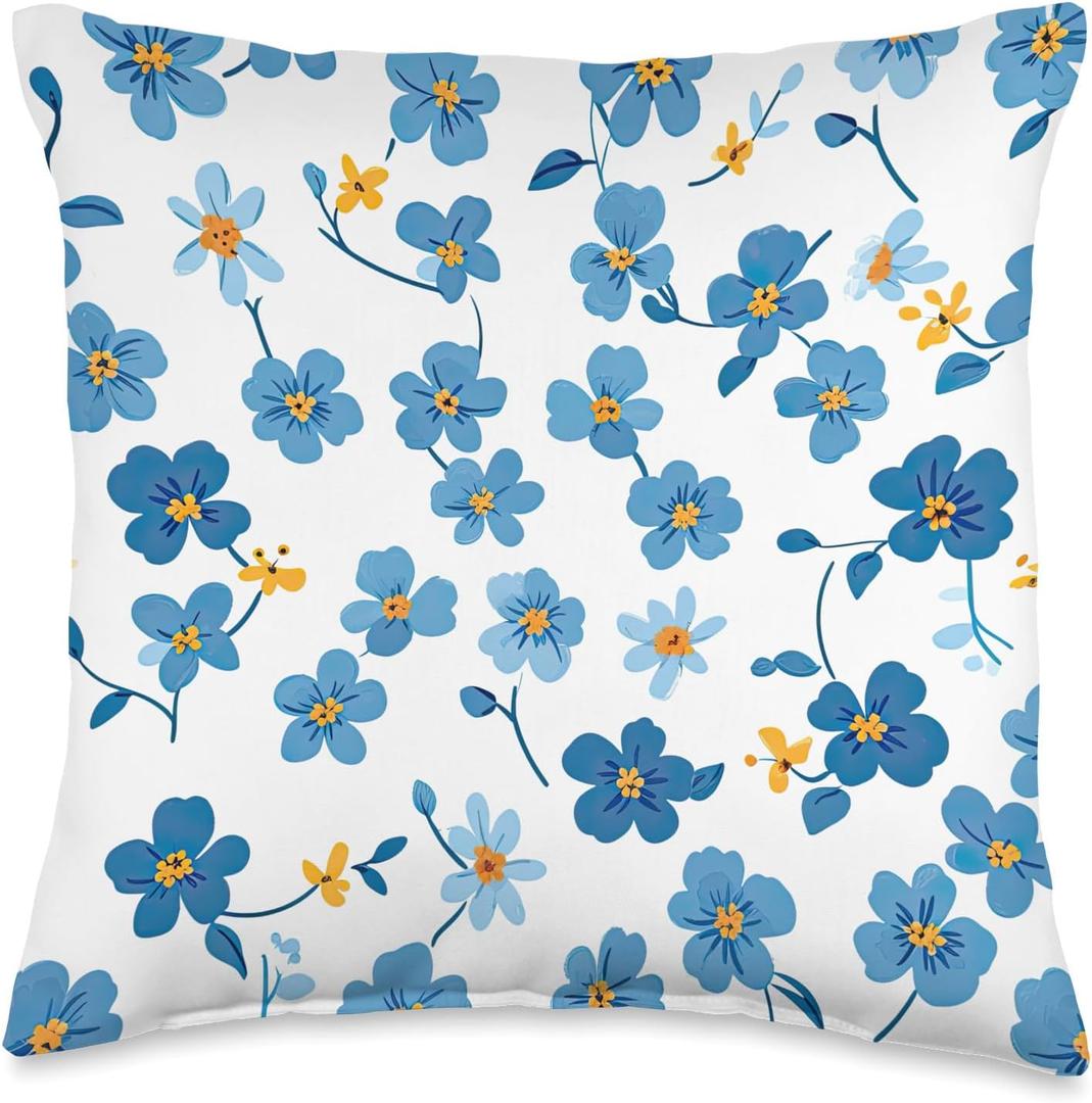 Forget-Me-Not Cute Flower Pattern Throw Pillow