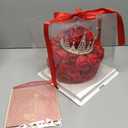 EIGHTOWN Birthday Gift for Her with Crown - Forever Cake with Red Preserved Flowers - Bouquet Preserved Roses for Women (Red)