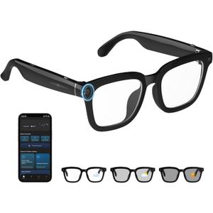 Smart Glasses with Camera, 8MP HD Camera Glasses, 1200P Video Recording Glasses With AI Assistant, Real-Time 139-Language Translation, Color-Change Lenses, Bluetooth Eyeglasses for Indoor Outdoor Use