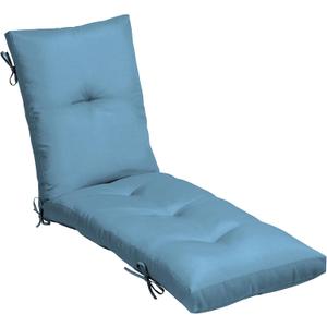 Arden Selections Outdoor Plush Modern Tufted Chaise Cushion, 76 x 22, Water Repellent, Fade Resistant, Tufted Cushion for Chaise Lounger 76 x 22, French Blue Texture