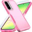 Compatible with Samsung Galaxy A36 5G/Galaxy A56 5G Case with HD Screen Protector Heavy Duty Rugged Full-Body Shockproof Military Grade Protection, Pink