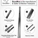 2 Pcs 12-inch Cooking Tweezers Tongs Precision Serrated Tips, Stainless Steel Professional Chef Tweezer Kitchen Tools for BBQ, Plating and Serving (Black)