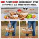 Happypicnic Wicker Picnic Basket with Handle, 15" Large Empty Picnic Basket with Lid & Removable Liner, Vintage Hand Woven Basket for Picnics, Camping, Veg Picking, Mother's Day, Thanksgiving (Solid)
