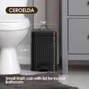 CEROELDA Small Garbage Can with Lid-5L/1.3 Gal,Stainless Steel Outdoor Dog Poop Garbage Can-Farmhouse Retro Metal Waste Bin w/Step Pedal for Bathroom Bedroom Office-Soft Close-Black