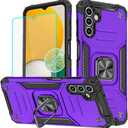 HNHYGETE for Galaxy A13 5G Phone Case with Screen Protector, 360Military Grade Rotatable Kickstand [Heavy Duty] Protective Cases for Samsung Galaxy A13 5G (Purple)