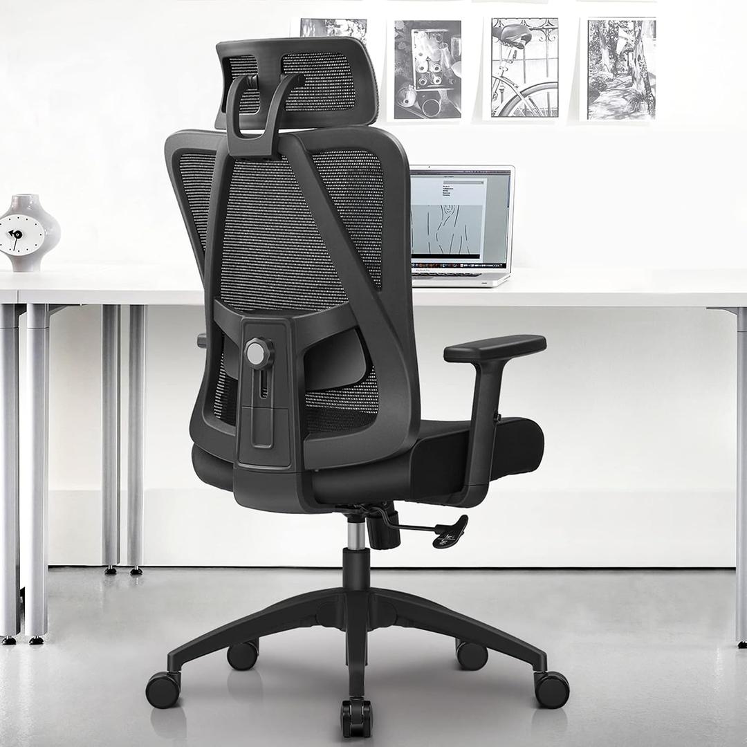 FelixKing Ergonomic Office Chair, Adjustable Lumbar Support, Breathable Mesh Backrest, 18-inch Black