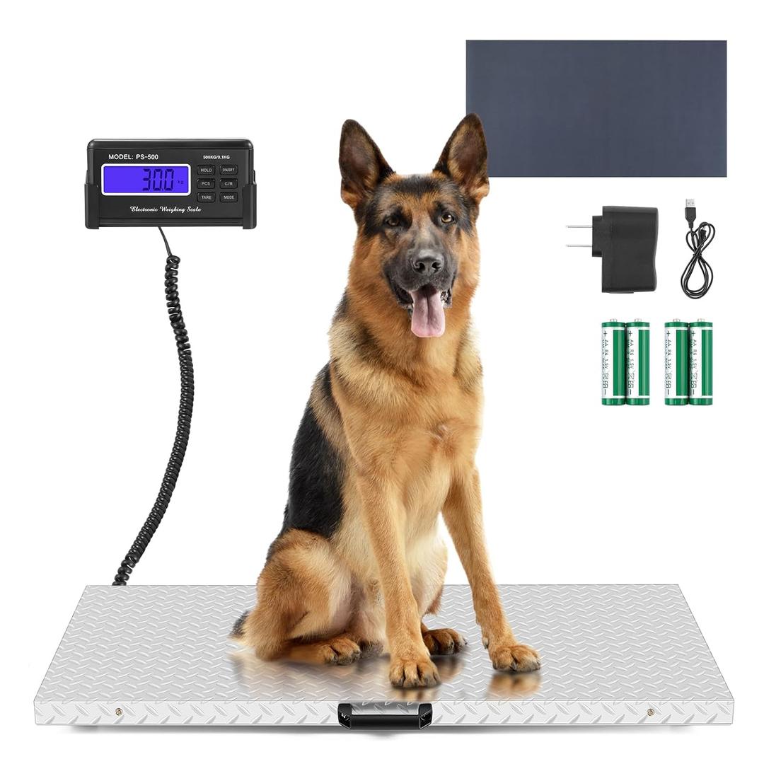 Antstone Dog Scale for Large Breed 1100lb X 0.2lb Livestock Scale for Pigs, Cattle with 40.7 X 20.9 Stainless Steel Weighing Platform