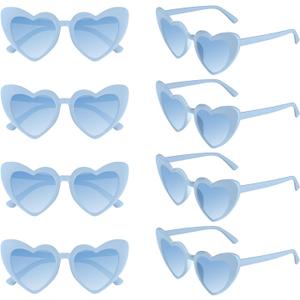 Morcheiong 8 Pcs Heart Shaped Sunglasses Bulk Vintage Heart Glasses Bachelorette Party Favors for Women Wedding Bridal (Blue)