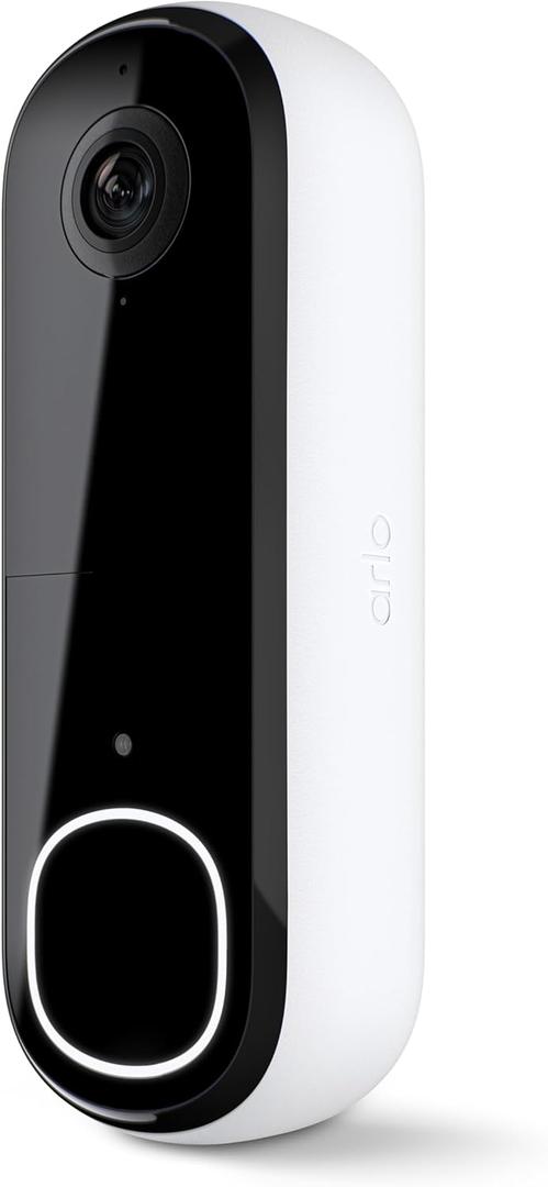 Arlo Video Doorbell 2K | 2nd Gen | Wire-Free/Wired Option, 2-Way Audio, Night Vision, Head to Toe Video View, Integrated Siren | Live Stream | Real Time Notifications |180 Deg Wide View, White