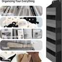 TYMENSH Over Door Organizer with 5 Large Pockets, Heavy Duty Hanging Organizer Storage, Closet Bathroom Nursery Bedroom Dorm, Toys Cosmetics Sundries and Baby Essentials, Black