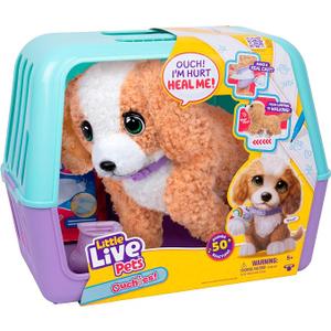 Little Live Pets Ouchies Hazel The Poodle Plush, 50+ Sounds, Limping to Walking Puppy Toy & Carrier, Interactive Puppy Toy for Kids 5+ 50+ sounds, splint & bandages heal Hazel's paw, includes carrier & vet tray; puppy toy for kids ages 5+