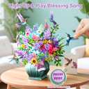 Yinqing Mothers Day Card, Happy Mothers Day card with Music&Light, Hummingbird Oasis,10 Inch Life Sized Forever Flower Bouquet from Daughter, Son, Husband, Mother Gifts Cards for Mom Wife Grandma(Blank Notecard & Envelope)