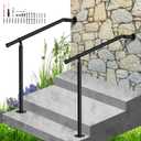 2 Pack Hand Rails for Outdoor Steps,Metal Deck Railing Kit Fits 1 to 3 Steps,Railings for Outdoor Steps for Concrete,Brick,Porch Railing