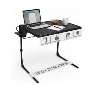 Table-Mate TV Tray Table | Portable Desk Folding Dinner Tray, Couch Table Trays for Eating Snack Food, Portable Laptop Desk, Bed Trays for Eating | Adjustable TV Trays with 3 Angles and Cup Holder