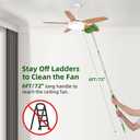 Ceiling Fan Cleaner Duster with 6 Ft/72'' Extension Pole High Ceiling Fan Blade Cleaning Tool Microfiber Duster Reusable Pads for Cleaning Ceiling Fan, Baseboard, Blind, Cobweb, Molding