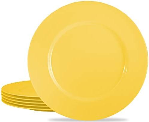 Calypso Basics by Reston Lloyd Melamine Dinner Plate, Set of 6, Lemon
