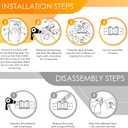 Self Adhesive Broom and Mop Holder Wall Mounted  SUS304 Stainless Steel 2-Slot Organizer with Anti-Slip Rubber Grips, 25lb Load, Adjustable for 0.61.4" Handles, Garage Kitchen Bathroom Use, 2 Pack