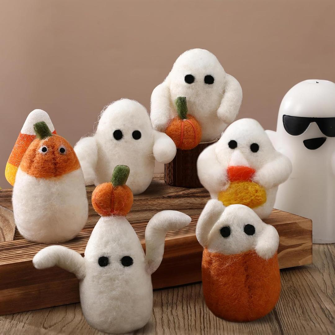 6 Pcs Halloween Wool Felted Ghosts with Pumpkins Halloween Ghost Decoration Cute Decor Indoor Outdoor Ornaments for Home Decor 6 Pcs Halloween Wool Felted Ghosts with Pumpkins Halloween Ghost Decoration Cute Decor Indoor Outdoor Ornaments for Home Decor