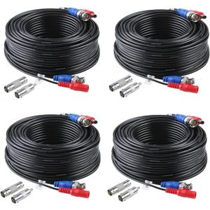 ANNKE 4 Pack 30M/100ft All-in-One Video Power Cables, BNC Extension Surveillance Camera Cables for CCTV Security DVR System Installation, Free 8 x BNC Connectors and 100pcs Cable Clips Included