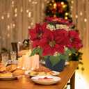 Fake Poinsettia Plants with White Berry 14 Inch Red Poinsettias Artificial Christmas Flowers in Pot for Home Porch Garden Office Indoor Outdoor Christmas Decorations