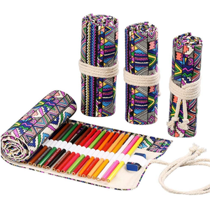 Funny live 36 Slots Colored Pencil Wrap Pencils Roll Holder Coloring Pencils Organizer Holder Colored Pen Paint Brush Storage Pouch Portable for Artist Student (National style, 36 Slots)