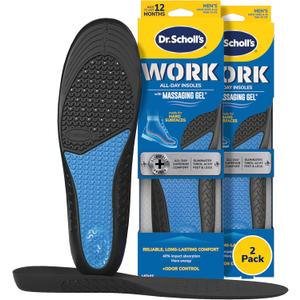Dr. Scholl's Work All-Day Superior Comfort Insoles with Massaging Gel - Designed for Men & Women with Hard-Working Feet, Eliminates Sore Muscles and Tired Legs, Arch Support Inserts with Odor Control (1 Pair (Pack of 2)