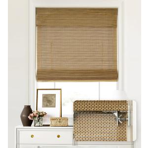 LazBlinds No Tools No Drill Cordless Bamboo Roman Shades, Light Filtering Window Treatment, Roll Up Bamboo Blinds for Windows 28'' W x 64'' H, Acorn
