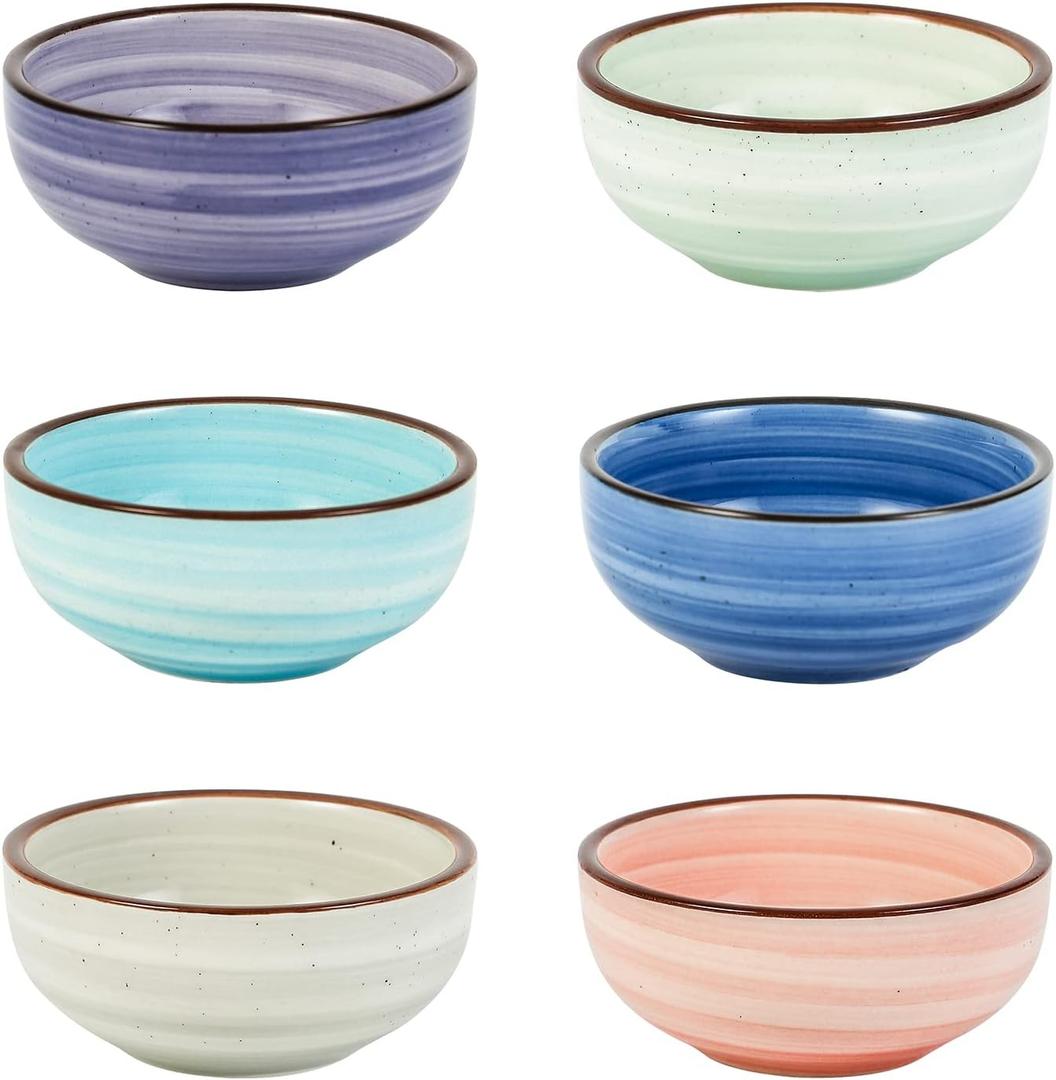 Selamica Ceramic Dipping Bowls, 2.7 Oz Soy Sauce Dish Set, 3 inch Small Dip Bowl for Side Dish, Appetizers, Set of 6, Gradient Color