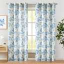 jinchan Linen Toile Curtains Floral Printed Curtain 96 Inches Long for Living Room Toile de Jouy Farmhouse French Country Curtain Grommet Top Light Filtering Drapes for Bedroom 2 Panels Blue on Beige