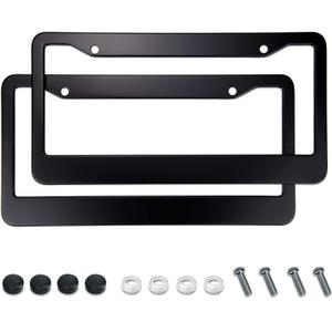 Matte Black License Plate Frames - Airxwills License Plate Covers, 2 Packs Universal Aluminum Tag Frame for License Plate for Front and Rear Car Tags.