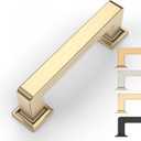 10 Pack 3 Inch Cabinet Handles - Brushed Brass Kitchen Cabinet Hardware - Gold Pulls (3"/76MM Hole Center)
