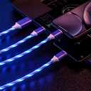 IHAO Multi Connectors Fast Charging Cable 3 Combinations in One Cable USB A to USB C/Micro USB Cord Lighted Up LED Flowing Compatible with Most of Electric Device-47 Inches Blue