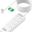 15FT Heavy Duty Extension Cord with Individual Switches on Off, 1875W Appliance Extension Cord with USB Ports, 8 outlets, High Wattage for Microwave, Aquarium, Kitchen, Garage Must Have