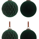 4Pcs Large Velvet Christmas Ball Ornaments 4" Dark Green Flocked Ornaments Set for Christmas Tree with 10Pcs Velvet Bows Shatterproof Xmas Hanging Decorations for Home Office Holiday Dcor