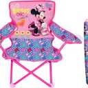 JAKKS Pacific Minnie Camp Chair for Kids, Portable Camping Fold N Go Chair with Carry Bag, Minnie - Bows, Medium
