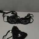 Lilosy Sexy Choker Floral Lace Underwire Push Up Garter Belt Lingerie Set for Women Sheer Bra and Panty 3 Piece (Medium, Black)