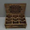 Tea Bag Organizer Storage Box, Wood Tea Holder Box, 9 Compartments Tea Chest Containers with Floral Carved Lid for Assorted Spice Packets, Home Decor, Multi-Functional Storage Boxes