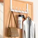 Over The Door Hooks Hanger with Extended Arms, Fit 1 3/8" Door, Tool-Free Assembly, F7U, Towel Rack Organizer Holder - Glossy White