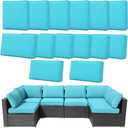 14Pcs Outdoor Cushion Covers Replacement Washable w/Zipper for 6-Seaters Sofa Patio Slipcovers Set Seat and Back Covers Only-23.6x23.6x4inch