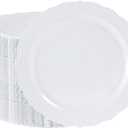 100 Pieces White Plastic Plates - 10.25inch Dinner Disposable Plates - Premium Heavy Duty Hard Disposable Dinner Plates - Party Supplies for Birthdays, Celebrations, Thanksgiving Wedding