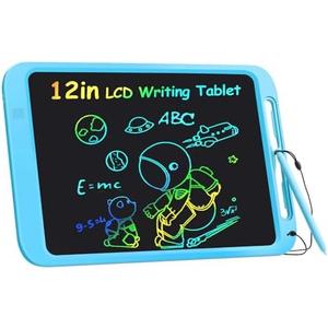 TeinenRon LCD Writing Tablet for Kid Toys, 12in Doodle Board for Children with Lanyard Stylus, Colorful Educational Drawing Tablet Pad, Birthday Christmas Gift for 6-12 Years Old Girls & Boys, Blue
