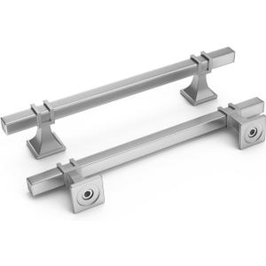 homdiy 10 Pack Brushed Nickel Cabinet Pulls Kitchen Cabinet Handles 5 Inch Silver Drawer Pulls Satin Nickel Modern Square Hardware for Dresser Bathroom,Zinc Alloy Base