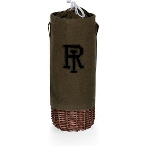 PICNIC TIME NCAA Malbec Insulated Canvas and Willow Wine Bottle Basket, Wine Tote, Wine Gift Bag, (Khaki Green with Beige Accents)