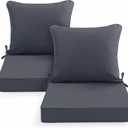 Summsun Patio Chair Cushions Set of 2, Water Resistant Backrest Pillow and Seat Cushion Set for Outdoor Furniture, Sectional Sofa Cushion Replacments, 24 x 24 Inch, Dark Grey