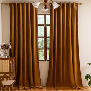YOFUN 84 inches 2 Panels, Golden Brown Blackout Luxury Velvet Curtains Thermal Insulated Heat Block Soundproof Window Panels Soft Drapes for Bedroom Living Room, Rod Pocket & Back Tab, W52 x L84